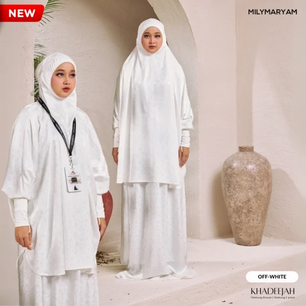 KHADEEJAH – [Telekung Blouse] 2-Piece Berlengan – Free Bag Telekung + Free Mini Sejadah Muka